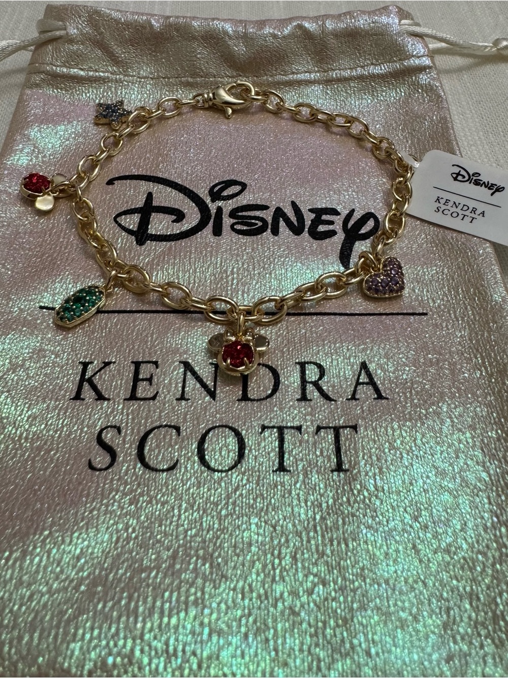 NEW ~ Kendra Scott x Disney Mickey & Minnie Mouse Charm Crystal Bracelet, NWT - Picture 3 of 14